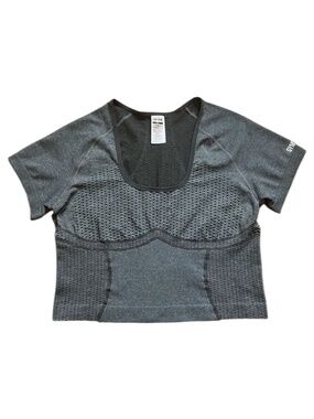 GYMSHARK Sport Seamless Midi Top Green Low Scoop Neck Body Fit Women's Size XXL